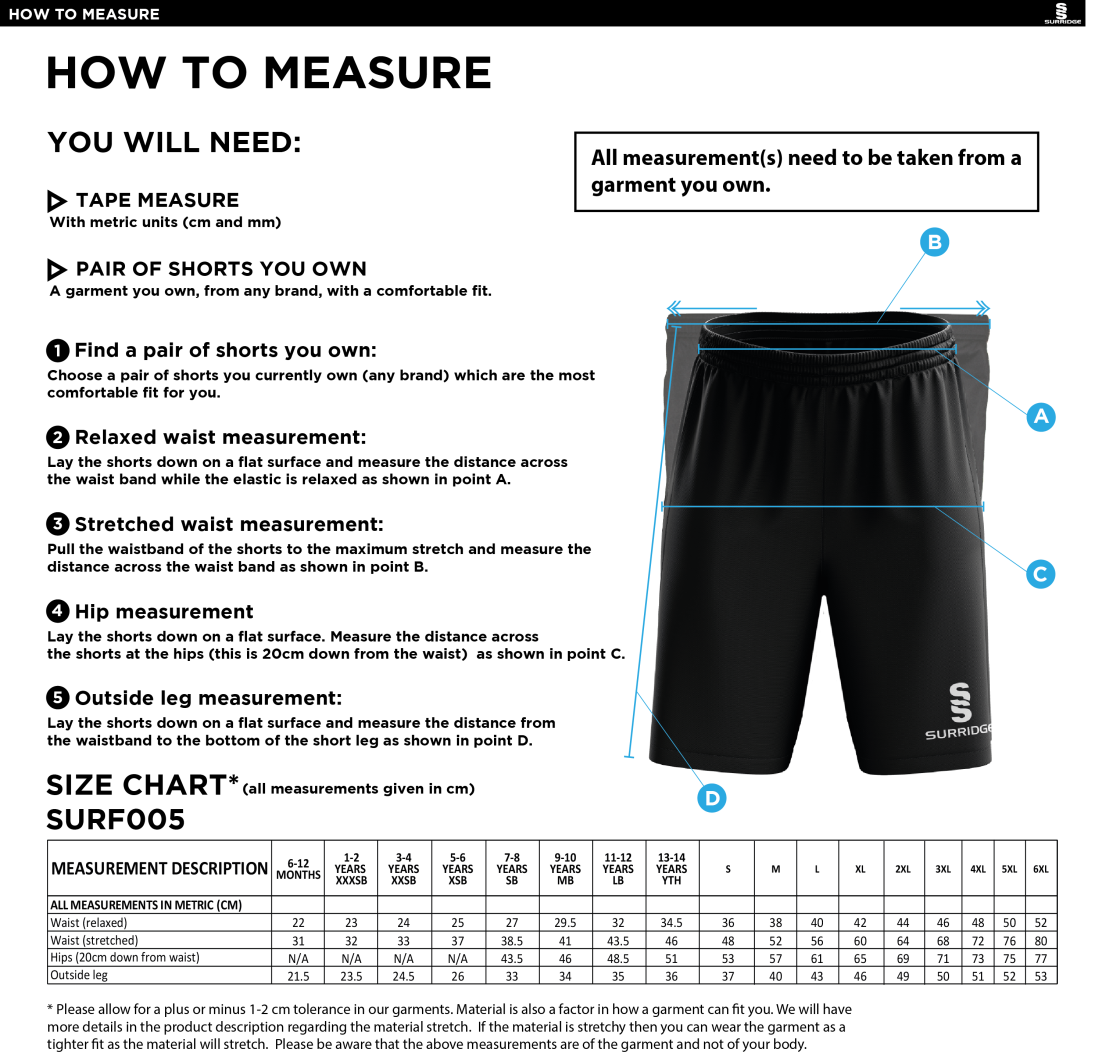 University of Warwick - Match Short - Lime - Unisex Fit - Size Guide