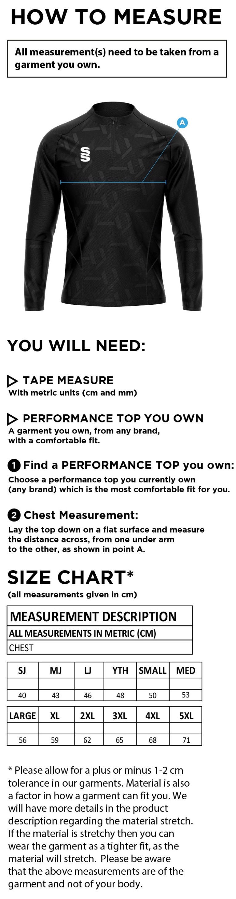 University of Warwick - Impact Performance Top - Unisex Fit SU - Size Guide