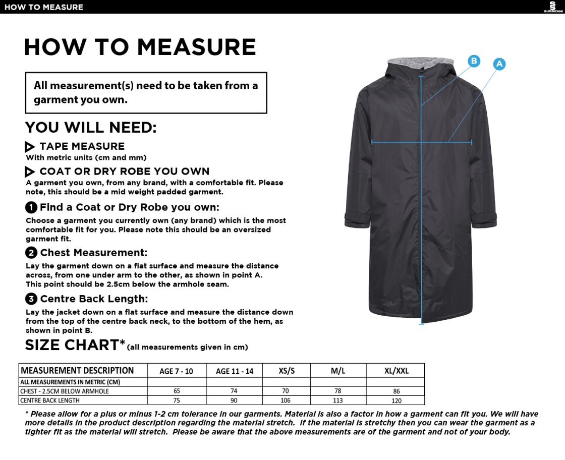 University of Warwick - Active Thermal Fleece Robe - Unisex Fit SU - Size Guide