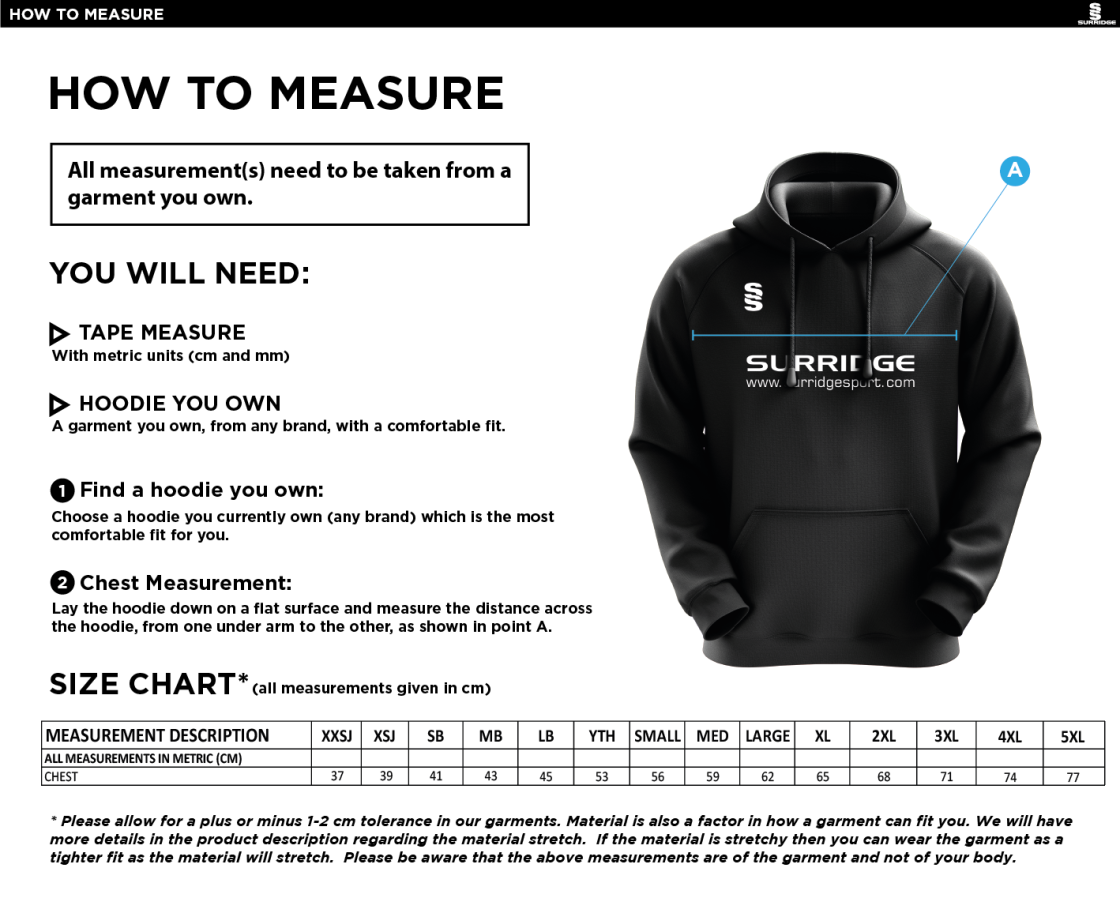 University of Warwick - Fuse Hoody - Unisex Fit SU - Size Guide
