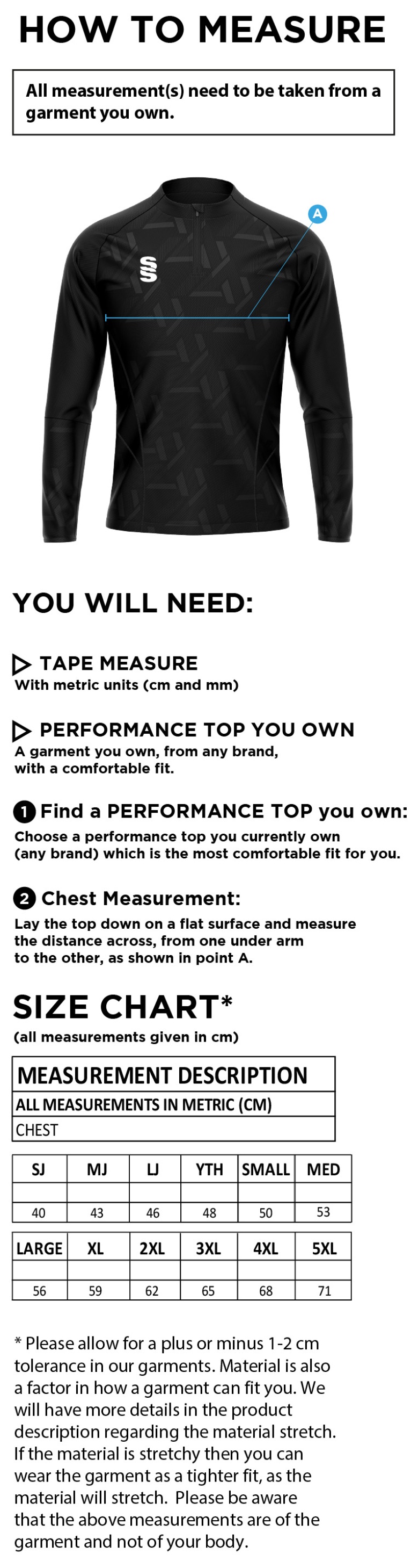 University of Warwick - Impact Performance Top - Unisex Fit SU - Size Guide