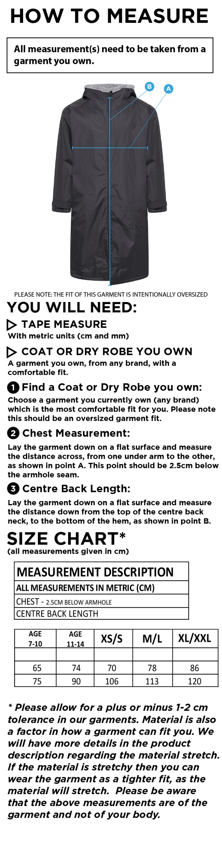 University of Warwick - Active Thermal Fleece Robe - Unisex Fit SU - Size Guide