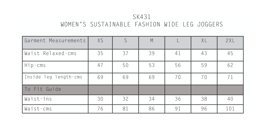 University of Warwick -Wide Leg Joggers - Unisex Fit - Size Guide