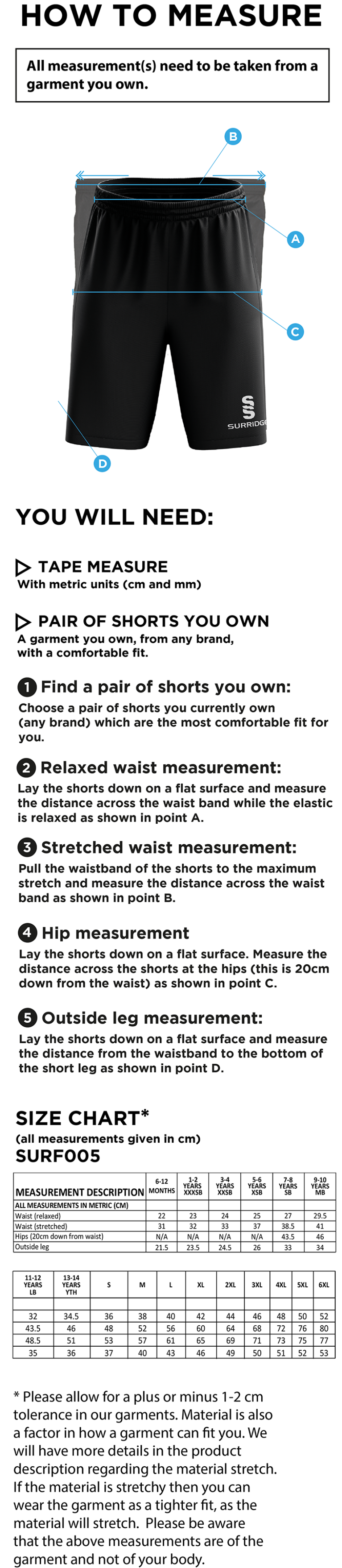 University of Warwick - Match Short - Black - Unisex Fit - Size Guide