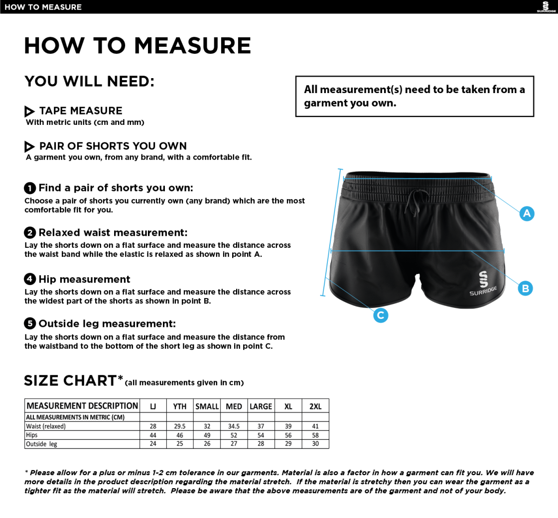 University of Warwick - Dual Active Short - Women's Fit - Size Guide
