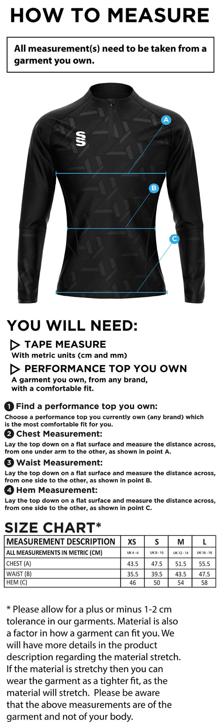 University of Warwick - Impact Performance Top - Women's Fit SU - Size Guide