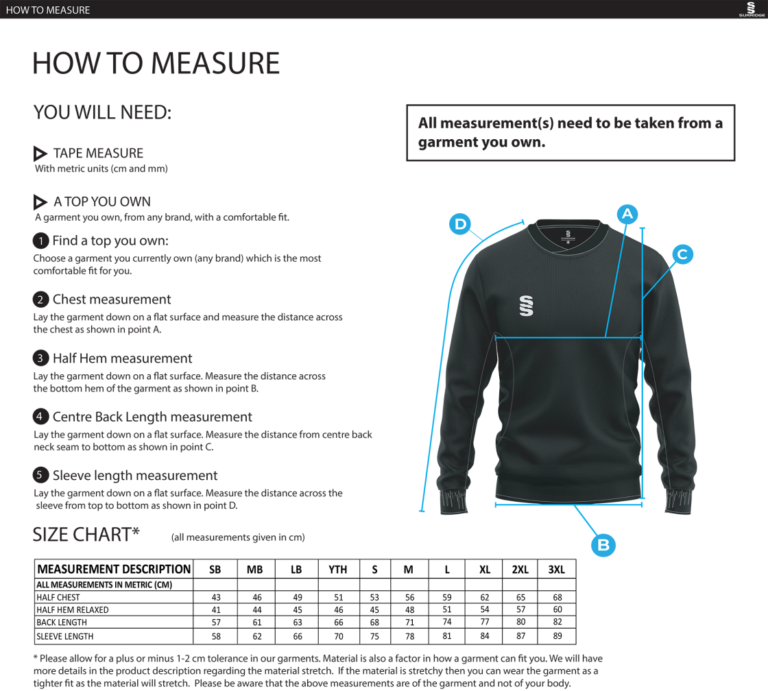University of Warwick - Run Out Top - Unisex Fit SU - Size Guide