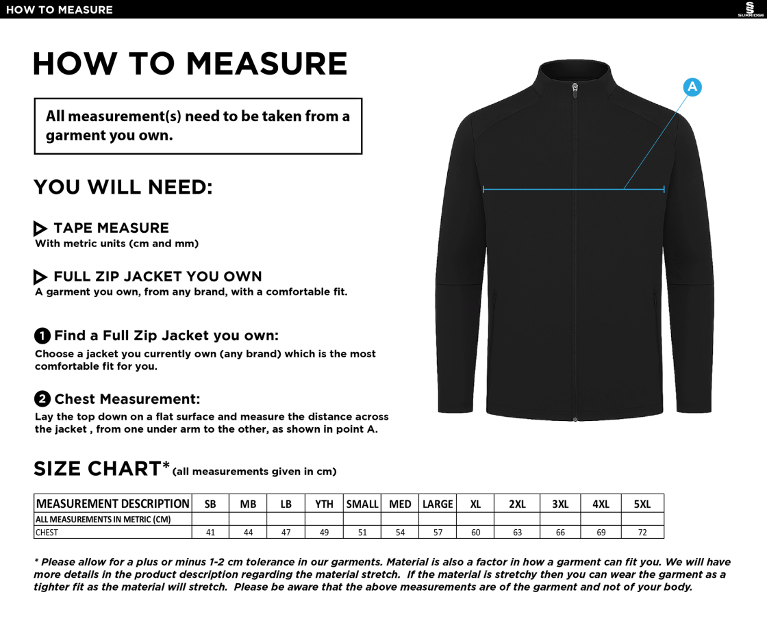 University of Warwick - Active Presentation Jacket - Unisex Fit - Size Guide