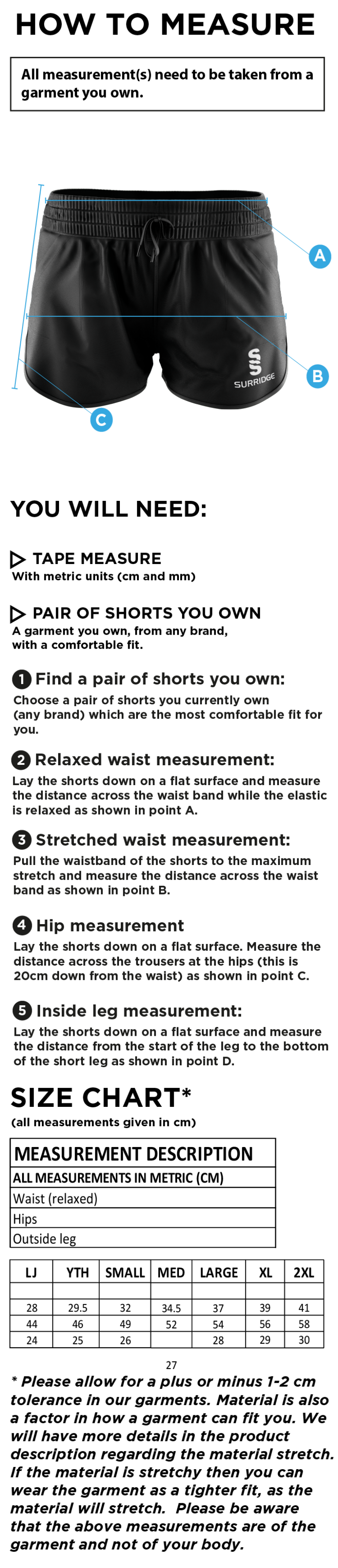 University of Warwick - Dual Active Short - Women's Fit - Size Guide