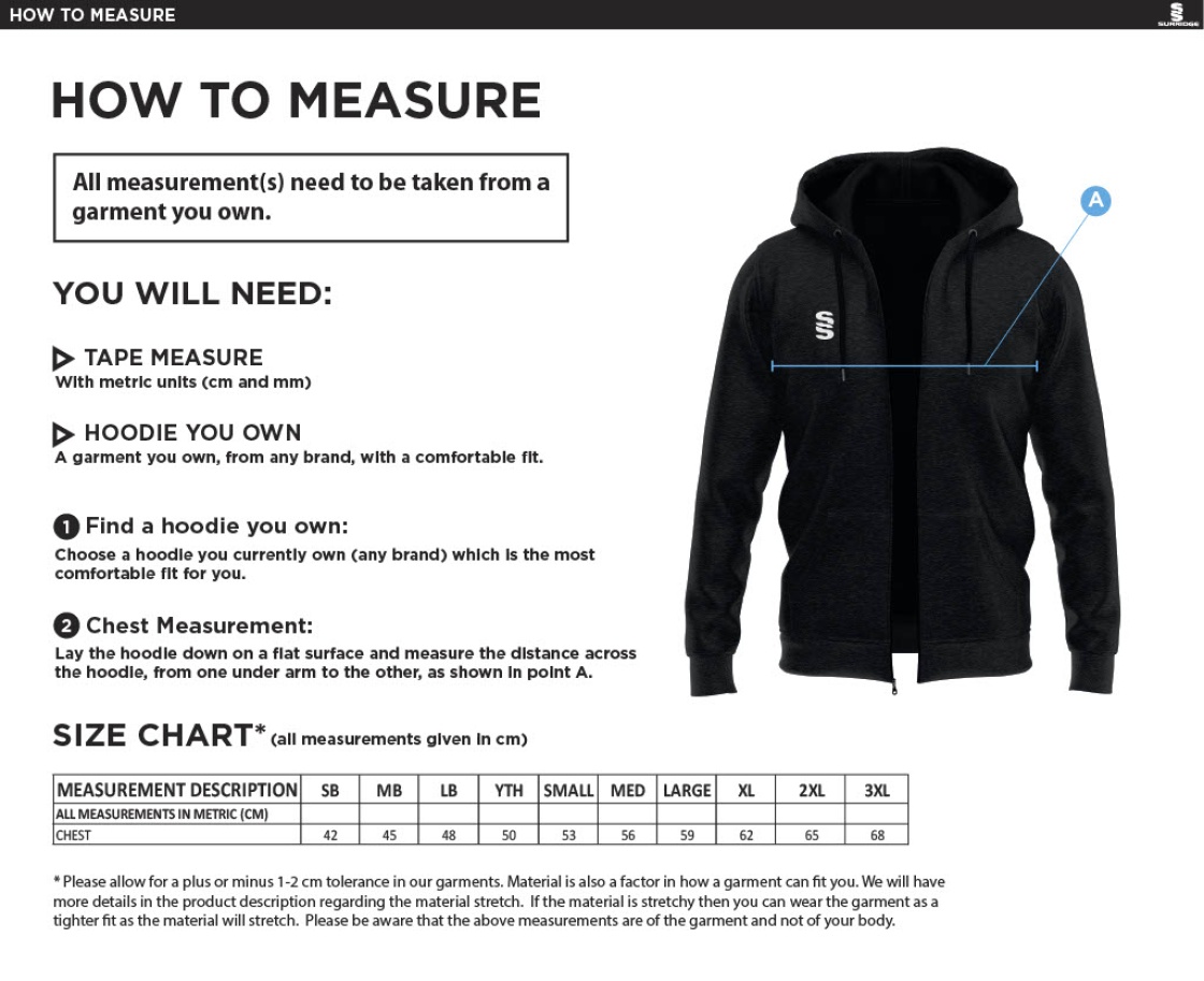 University of Warwick - Dual Full-Zip Hoody - Unisex Fit SU - Size Guide