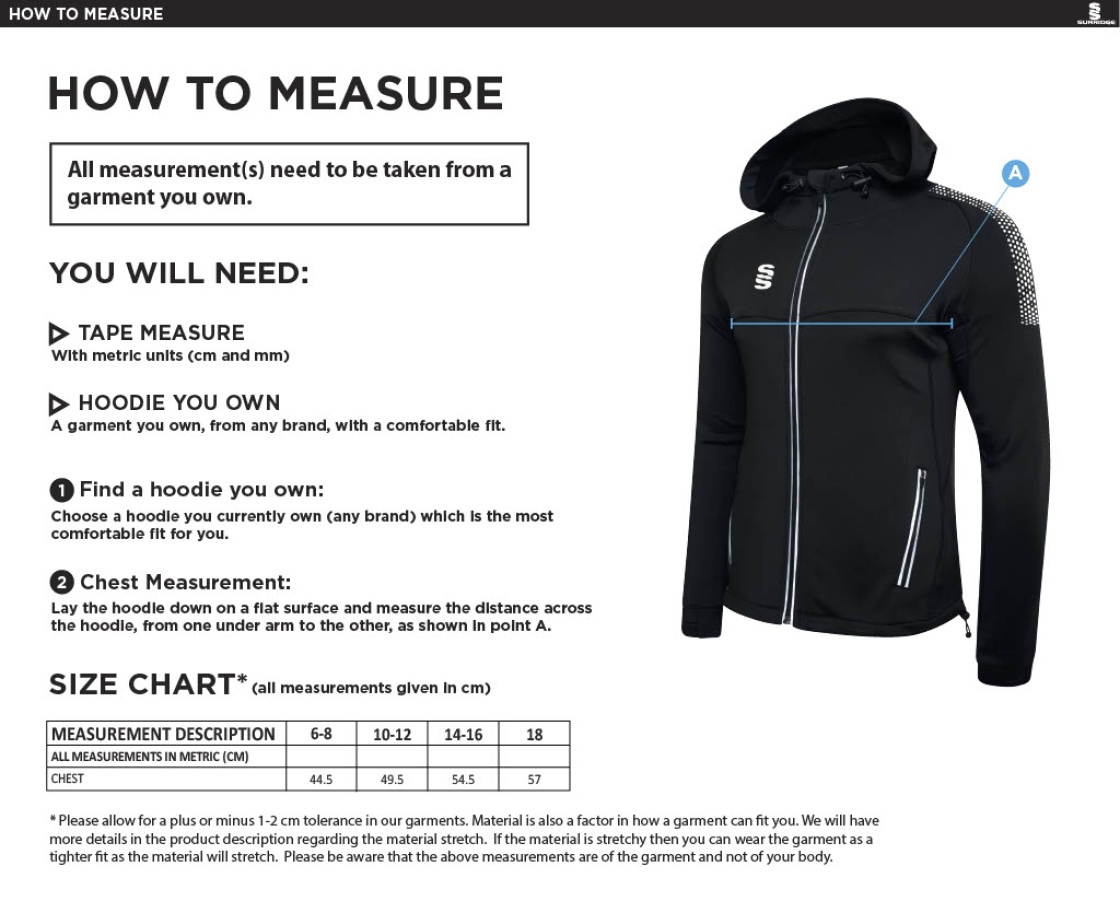 University of Warwick - Dual Full-Zip Hoody - Women's Fit - Size Guide